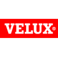 Rotes Velux Logo mit weisser Schrift in Grossbuchstaben